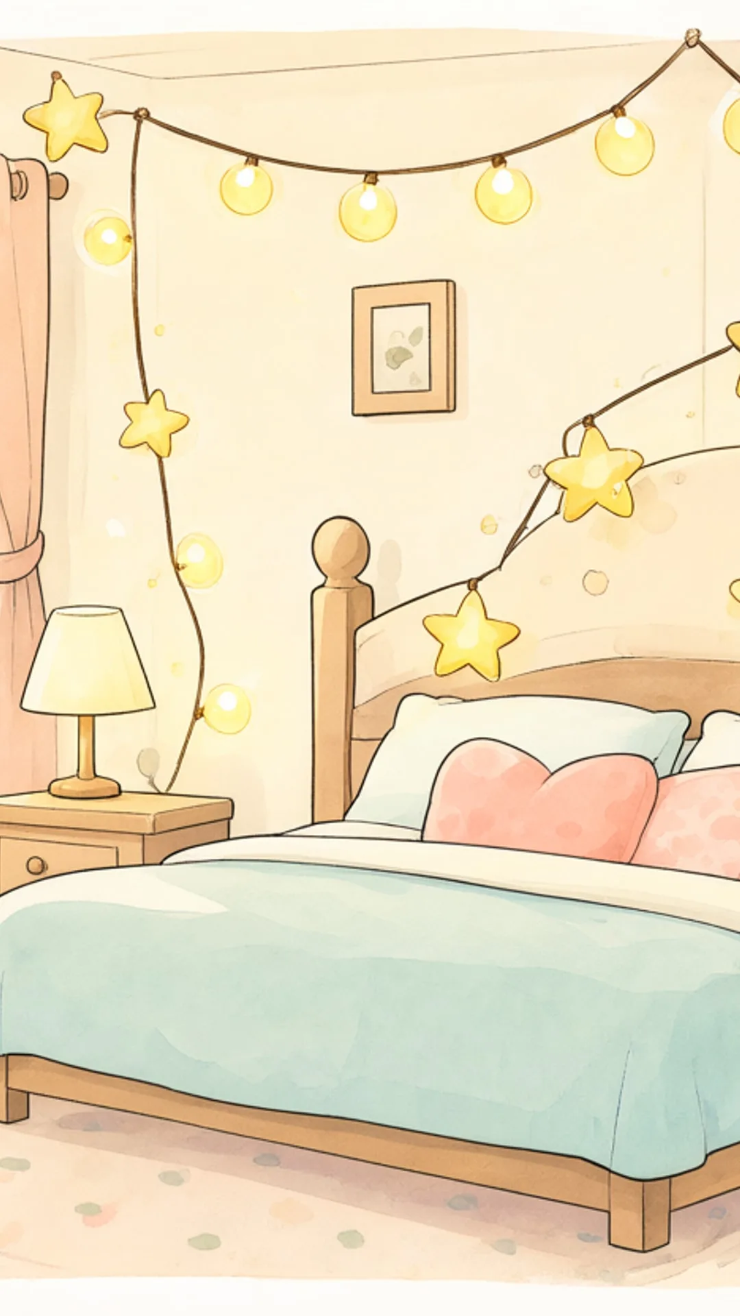 Bedroom with fairy lights