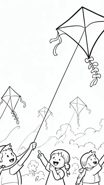 Kids kite flying