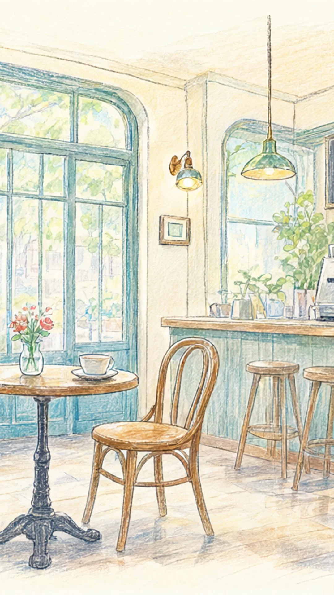 Cozy cafe corner — Soft pastel