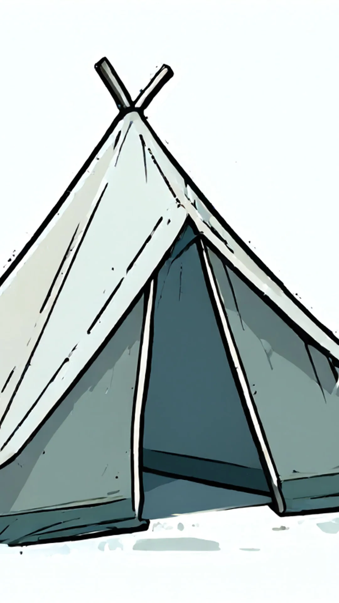 Camping tent at night — Bold outlines