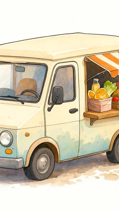 Tiny food truck — Warm watercolour