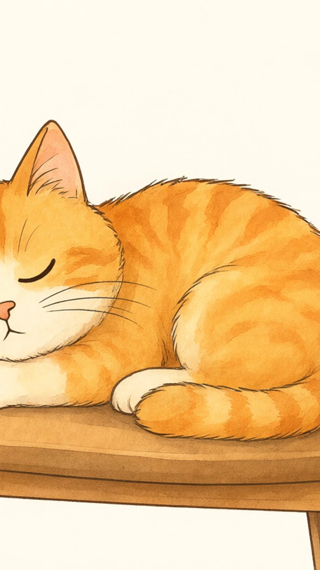 Cat sleeping on a chair — Warm watercolour