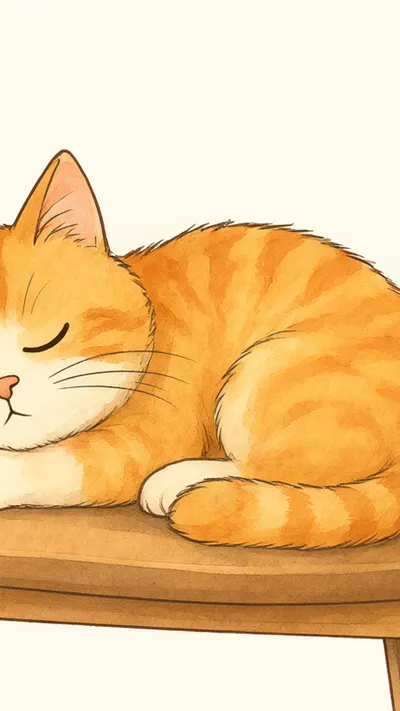 Cat sleeping on a chair — Warm watercolour