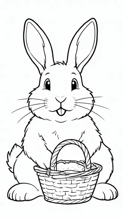 Rabbit with a basket — Bold outlines