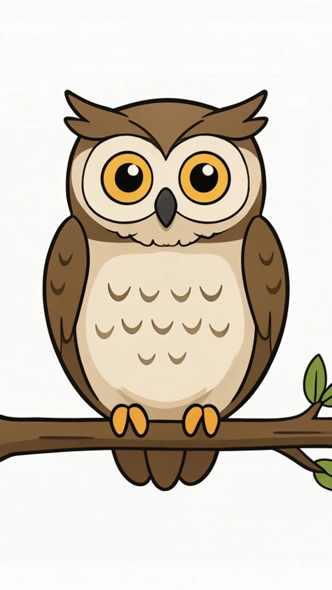 Owl on a branch — Flat vector
