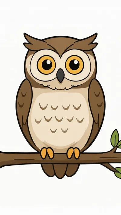 Owl on a branch — Flat vector