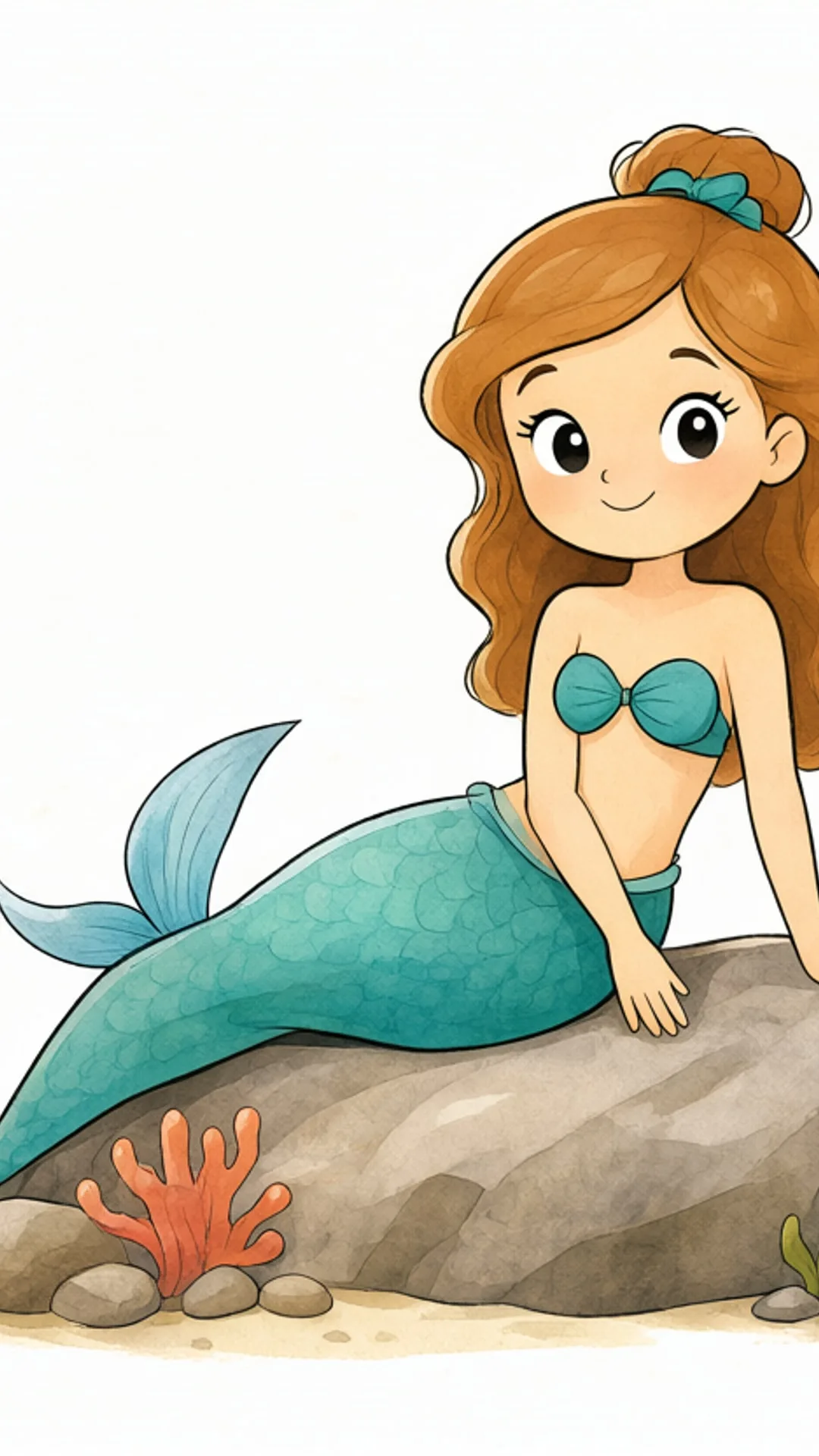 Mermaid on a rock — Warm watercolour