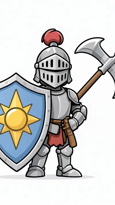 Knight with a shield — Flat vector