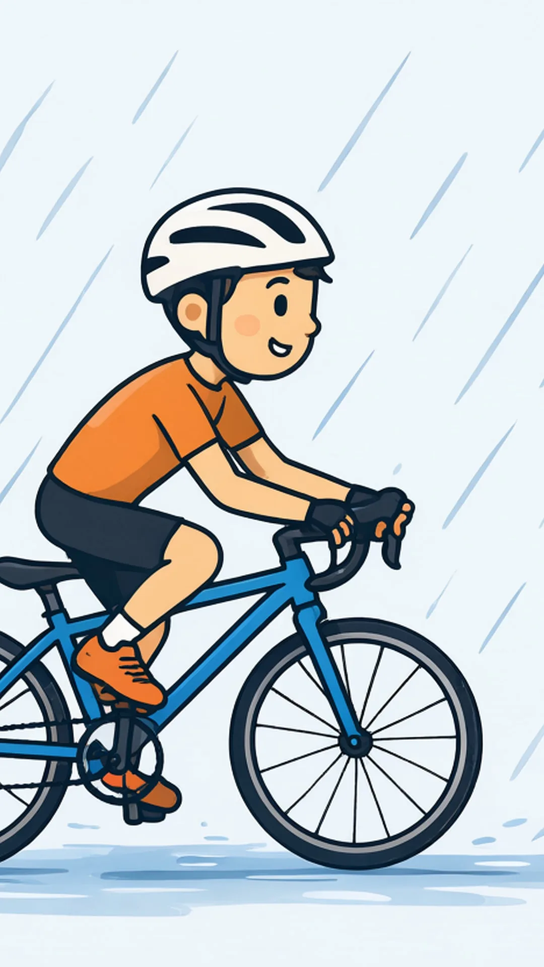 Cyclist in the rain — Flat vector