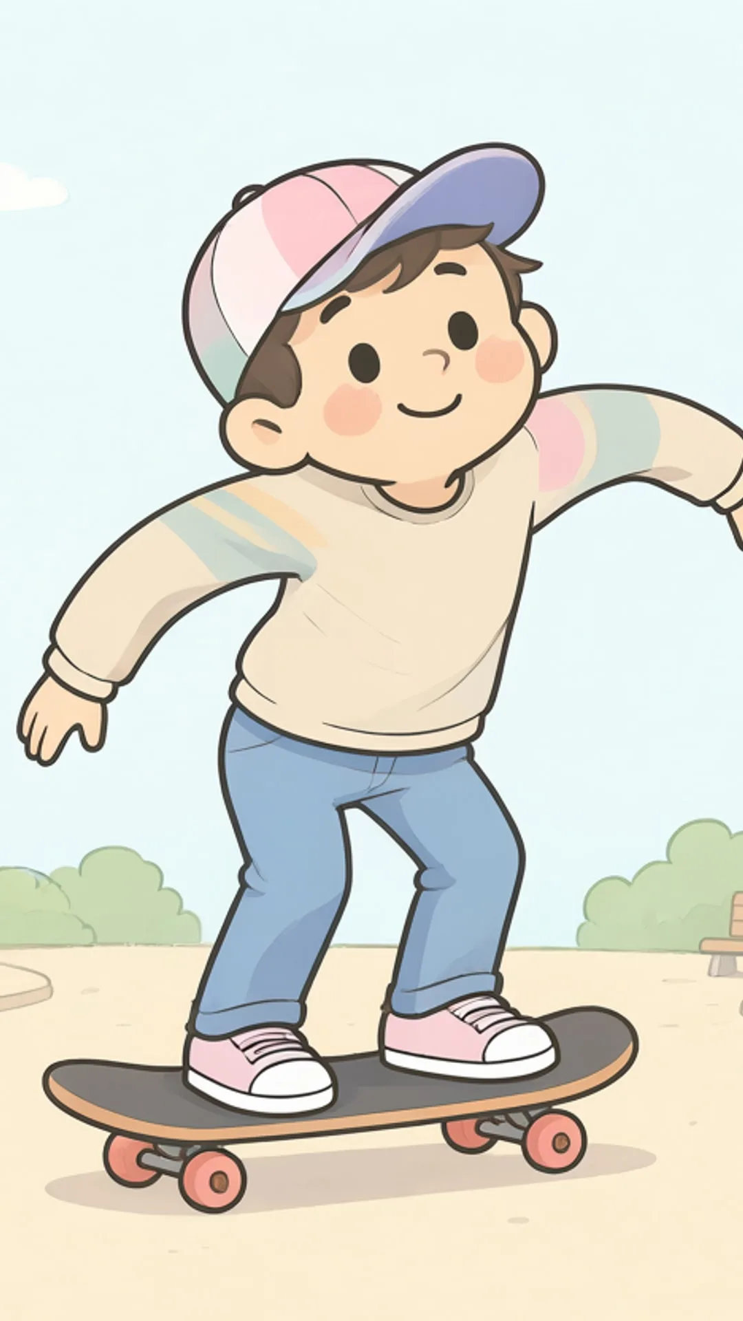 Skateboarder in a park — Soft pastel