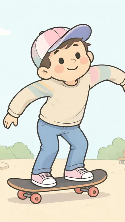 Skateboarder in a park — Soft pastel