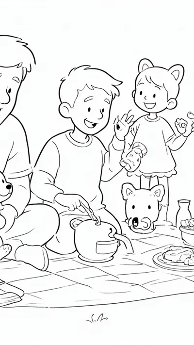 Family picnic — Bold outlines