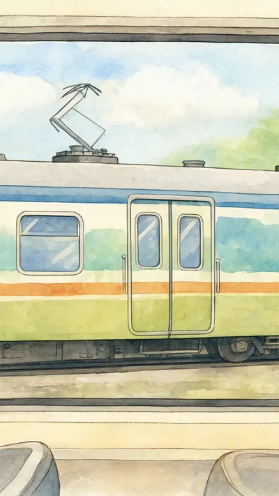 Train window view — Warm watercolour