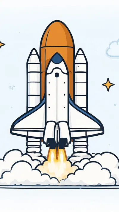 Space shuttle launch — Flat vector
