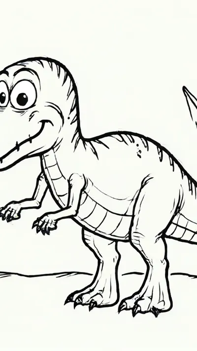 Dinosaur in jungle — Bold outlines