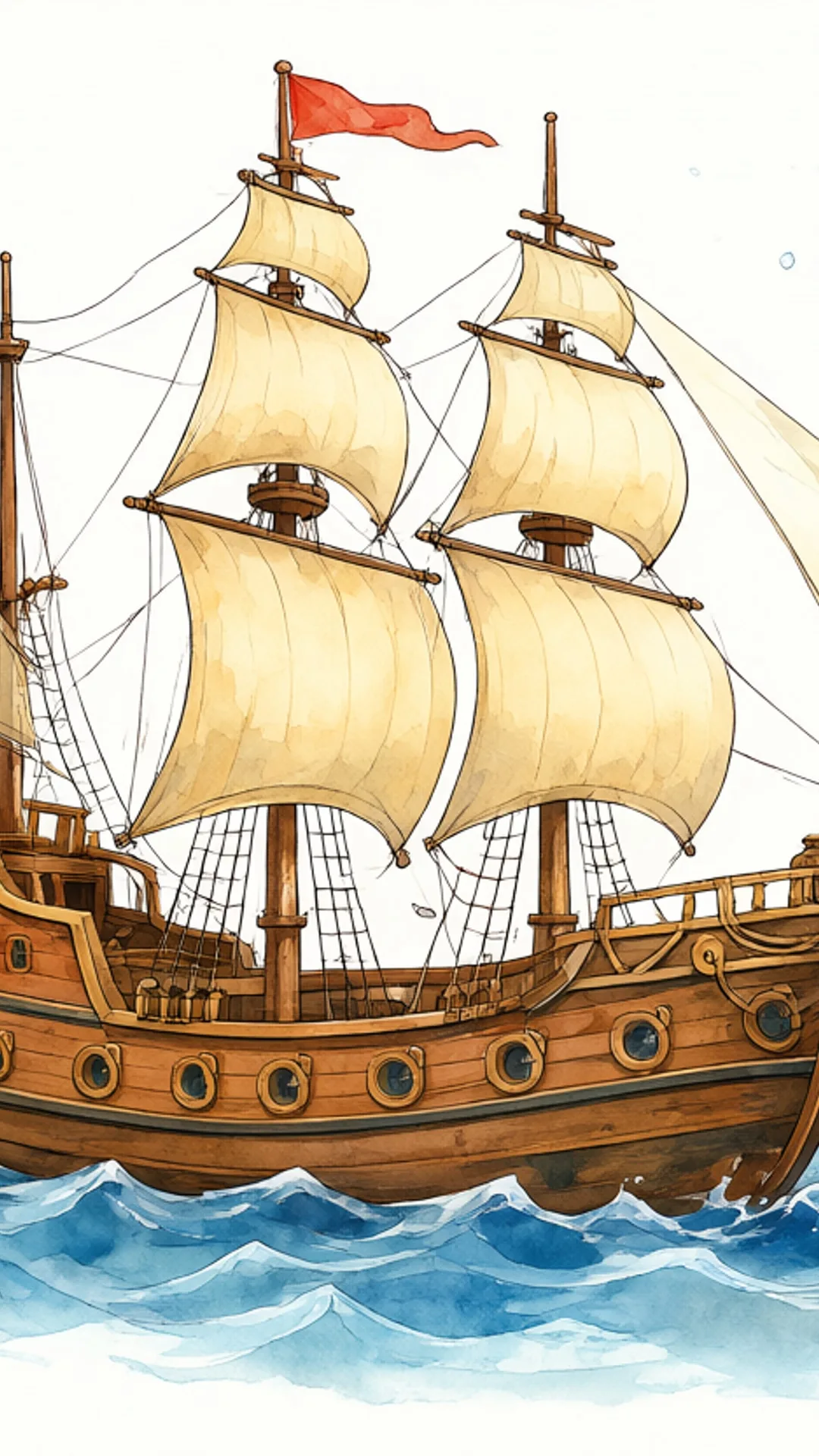 Pirate ship — Warm watercolour
