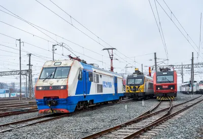 Train yard after rain, wide angle