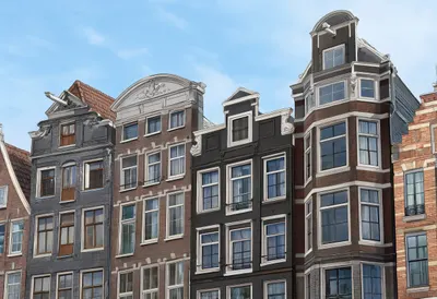 Canal houses from a high vantage point, low angle