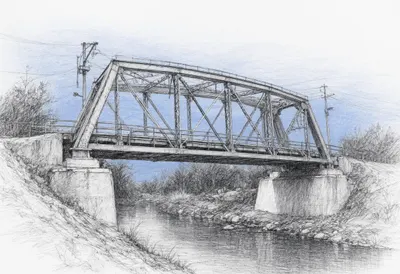Valley bridge at blue hour, low angle