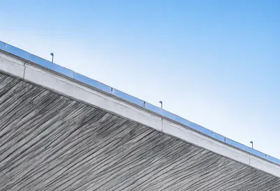 Station roof at blue hour, low angle