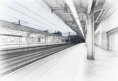 ชานชาลารถไฟใต้ดินในชั่วโมงสีน้ำเงิน มุมต่ำ