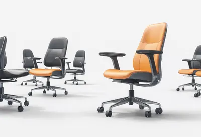 Interview chairs in a minimal setting, wide angle