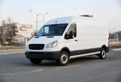 Delivery van in soft daylight, wide angle