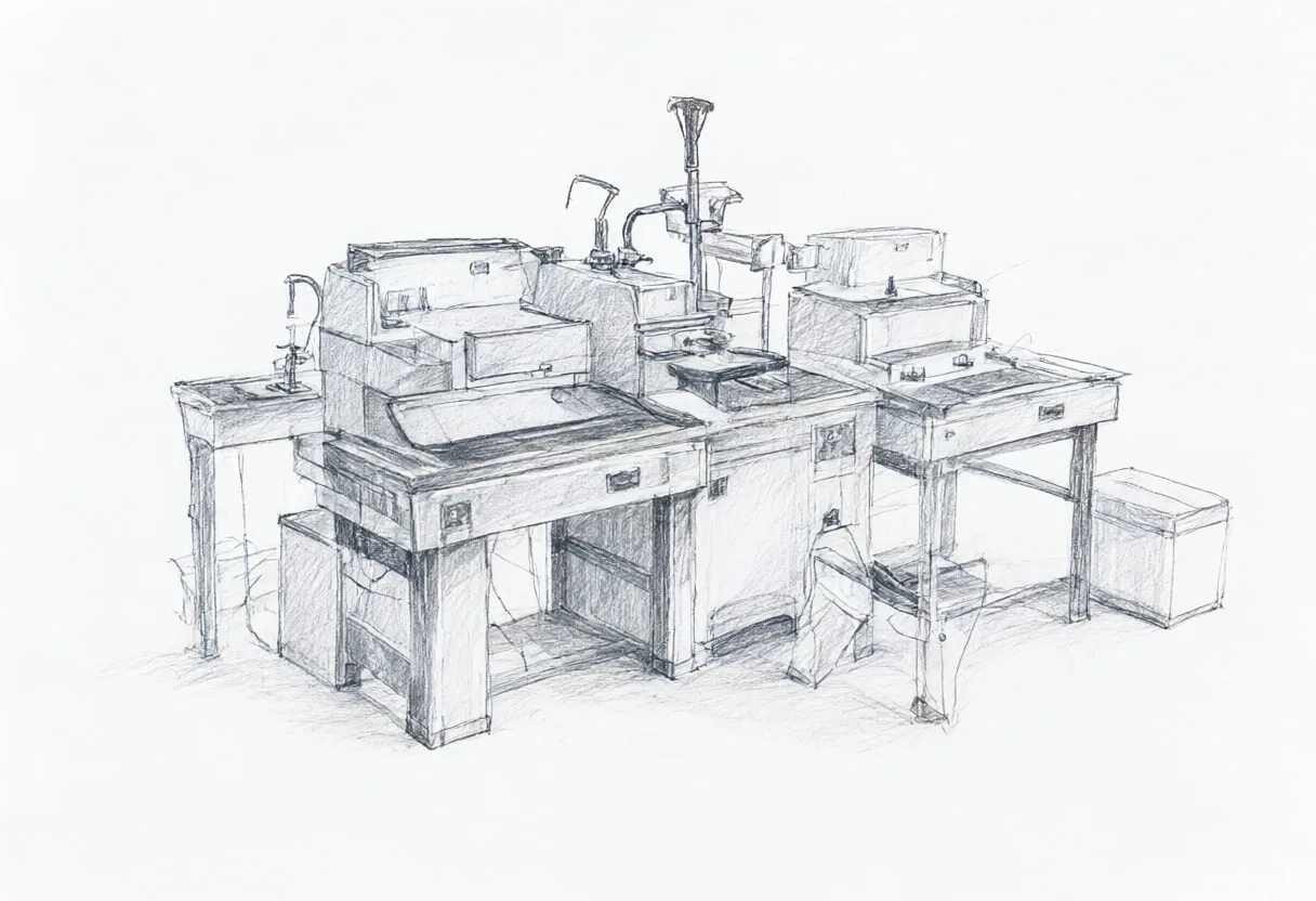 Print station with cool clean light, wide angle