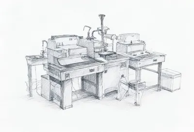 Print station with cool clean light, wide angle
