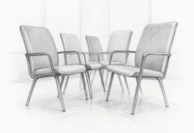 Interview chairs with cool clean light, low angle
