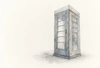 Phone booth corner in muted tones, low angle