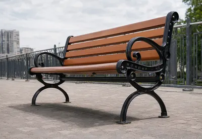 Quality bench in soft daylight, low angle