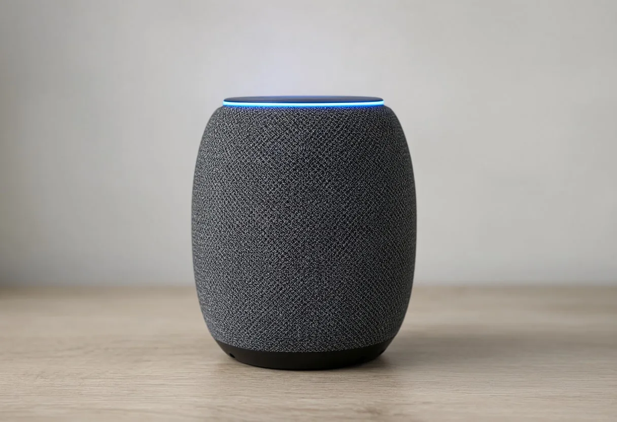 Smart speaker with cool blue light, wide angle