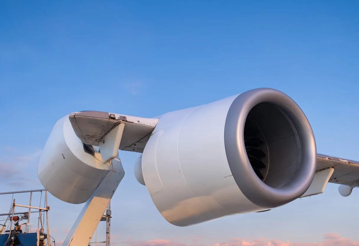 Turbine nacelle at dusk, wide angle