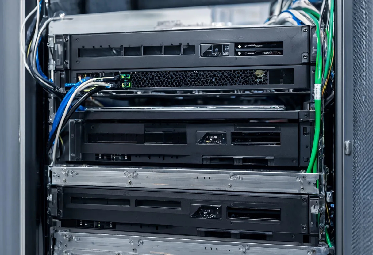 Liquid cooled rack with soft rim light, wide angle
