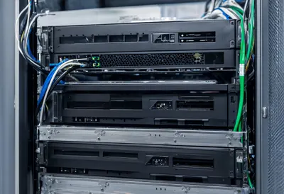 Liquid cooled rack with soft rim light, wide angle