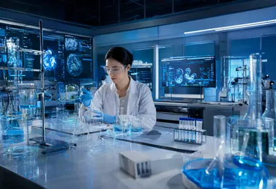 Holographic lab in a lab setting, wide angle