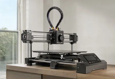 3d printer under natural daylight, low angle