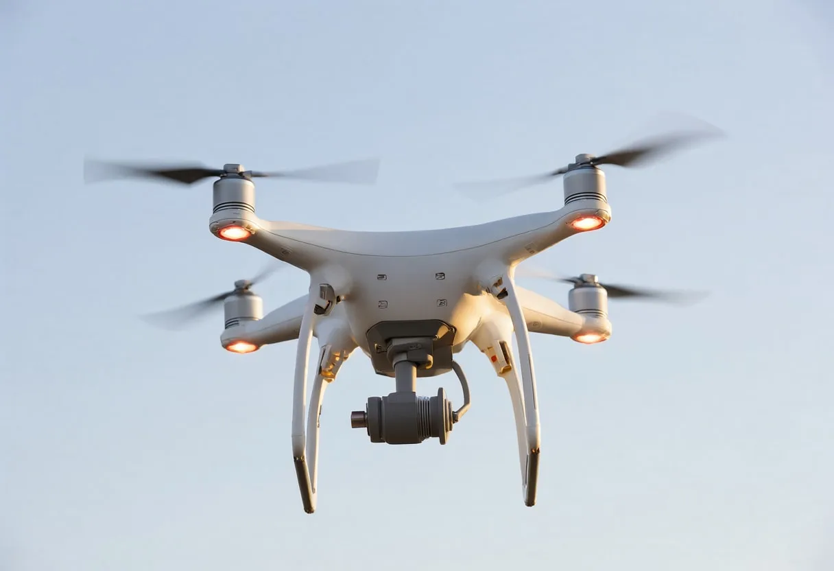 Drone hub with soft rim light, low angle