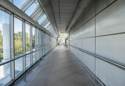 Futuristic corridor under natural daylight, high angle