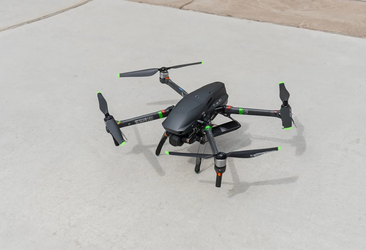 Survey drone under natural daylight, high angle