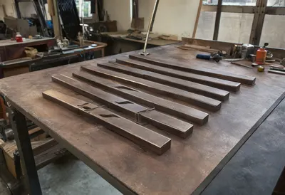 Blade workshop with soft rim light, high angle