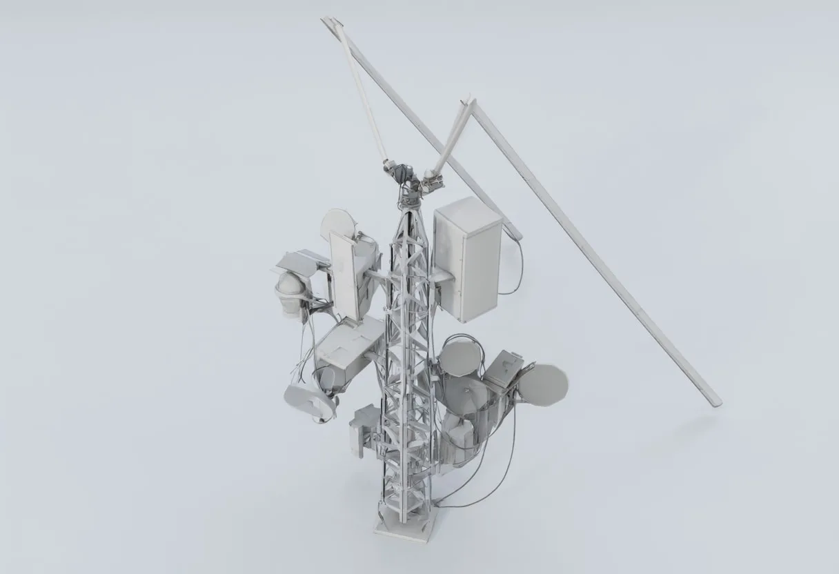 Antenna array in a clean studio, high angle