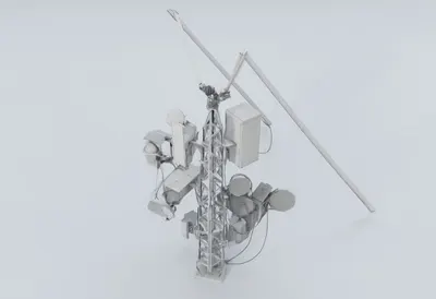 Antenna array in a clean studio, high angle