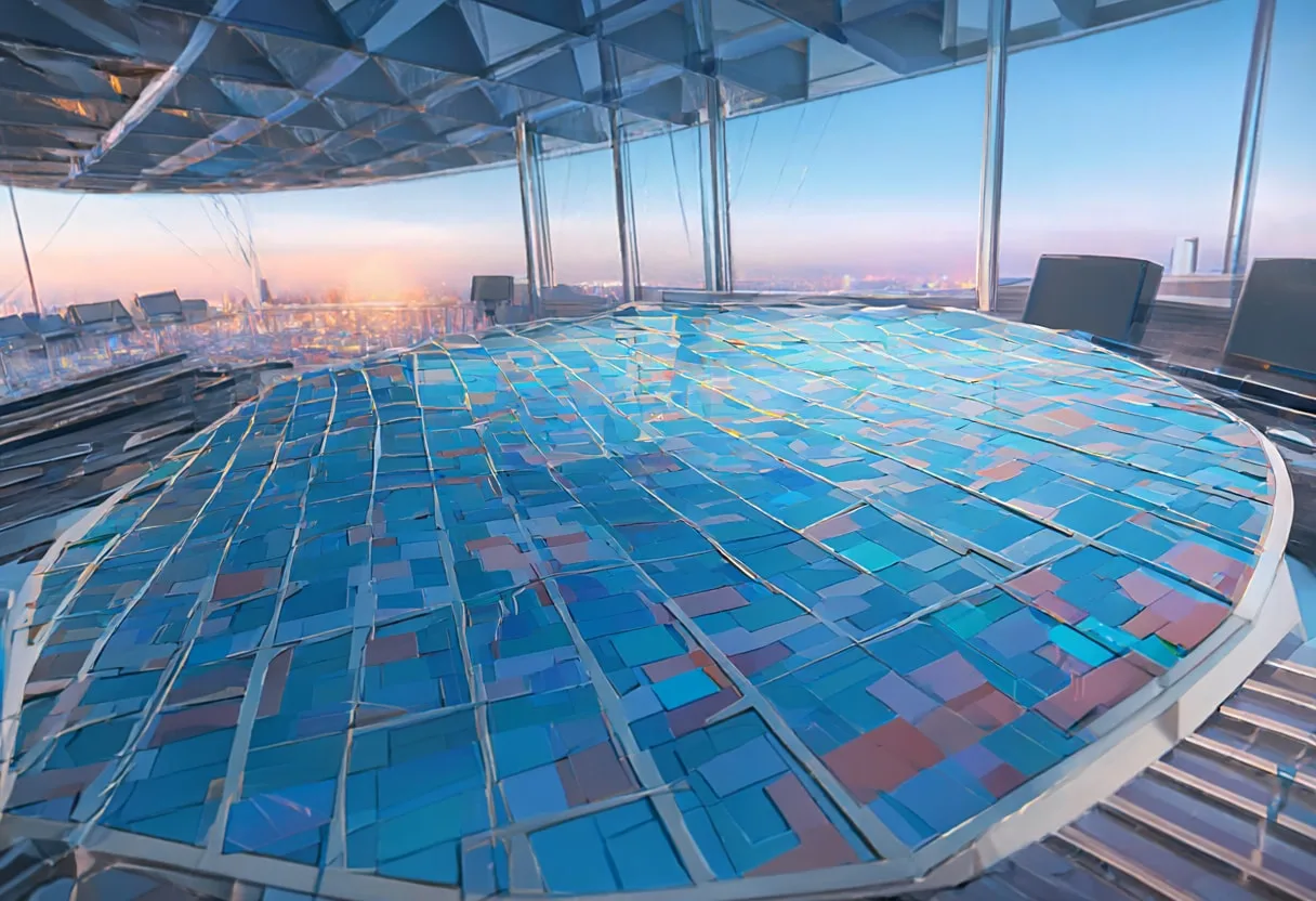 Cleanroom wafer at dusk, high angle