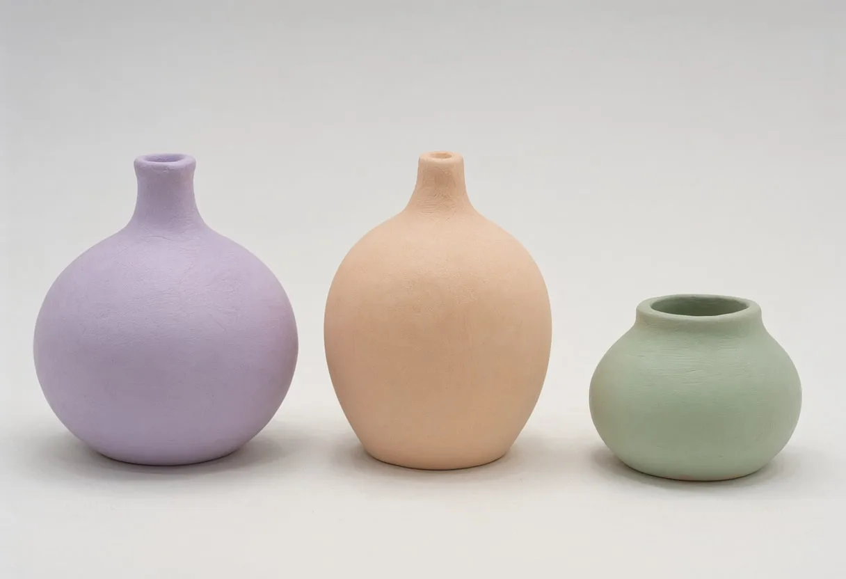 Clay shapes in pastel tones, wide angle