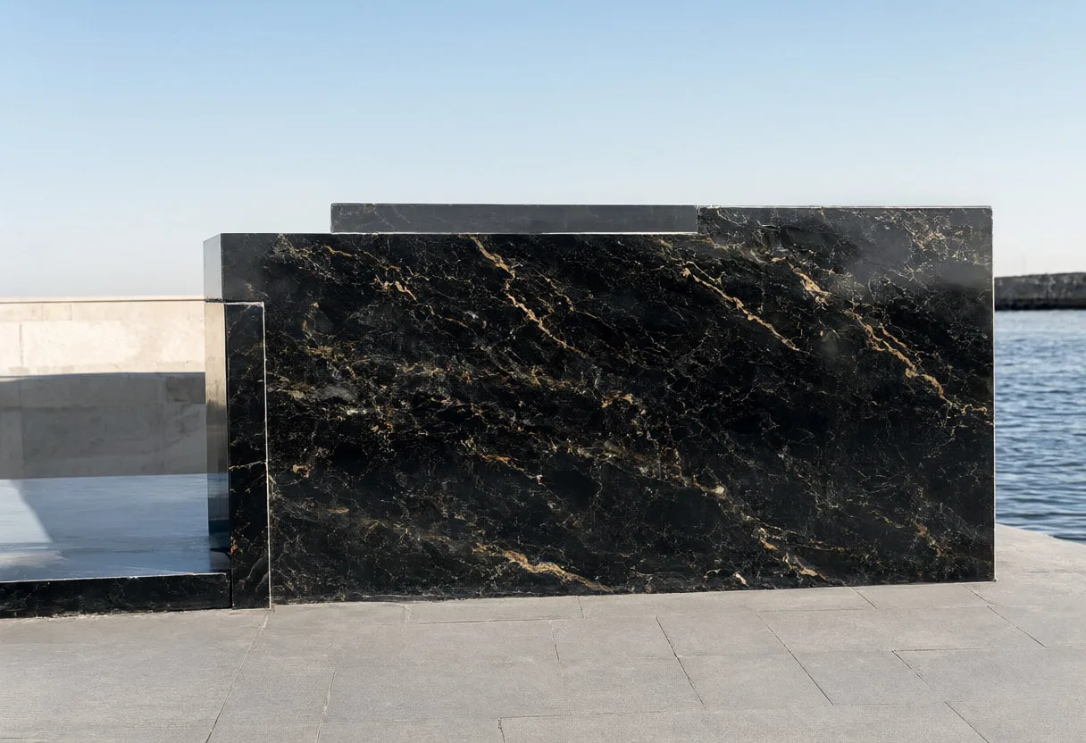 Black marble gold with subtle grain, wide angle