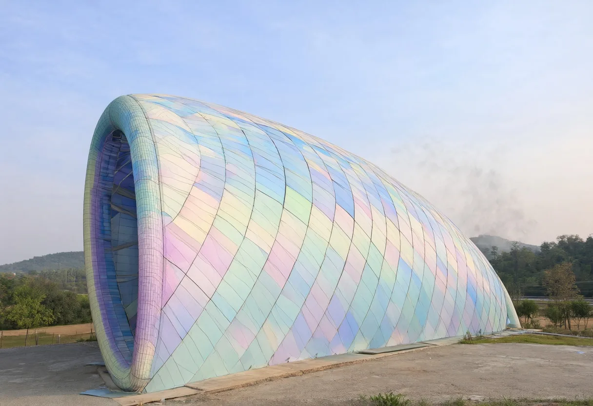 Gradient mesh in pastel tones, wide angle